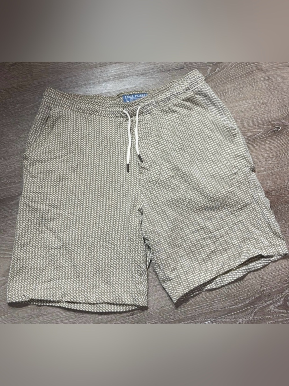 Free Planet Beige and White Textured Knit Shorts